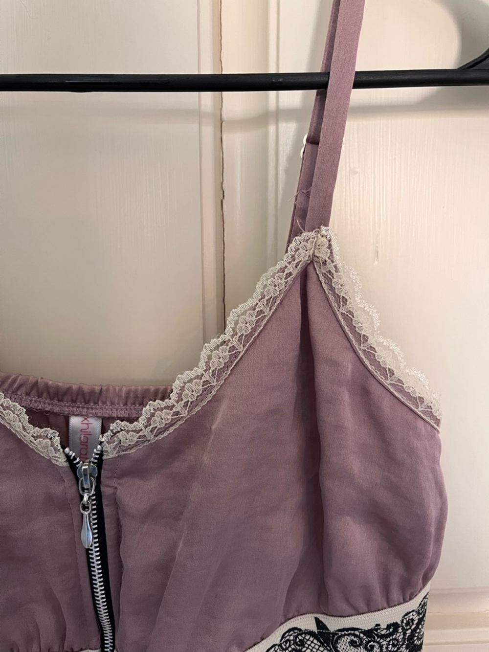 Xhilaration Mauve Satin Lace-Trim Slip with Embroidered Waist - Picture 3 of 8